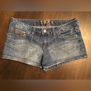 Truce blue Jean shorts; 3 inch inseam